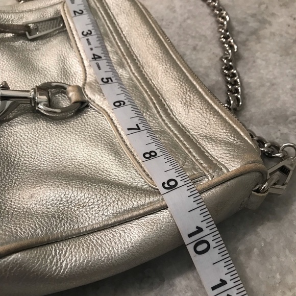 Rebecca Minkoff Mini Mac Crossbody Bag Womens Silver Shoulder Bag Leather Boho - Picture 8 of 11